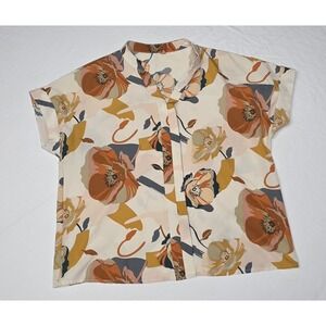 Shein Floral Print V-neck Blouse Size XL